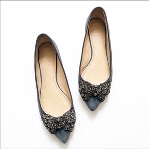 Tory Burch Vanessa Suede Leather Bow Flats